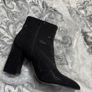 BCBGeneration Black Sparkle Ankle Booties